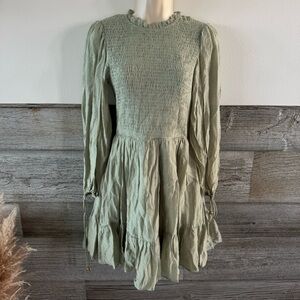 Indikah by Angel Biba long balloon sleeve smocked bodice dress size medium NWT